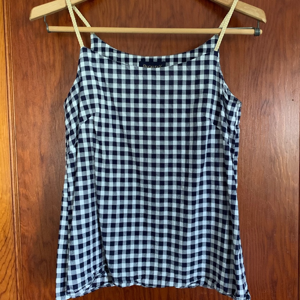 Blue gingham spaghetti strap
